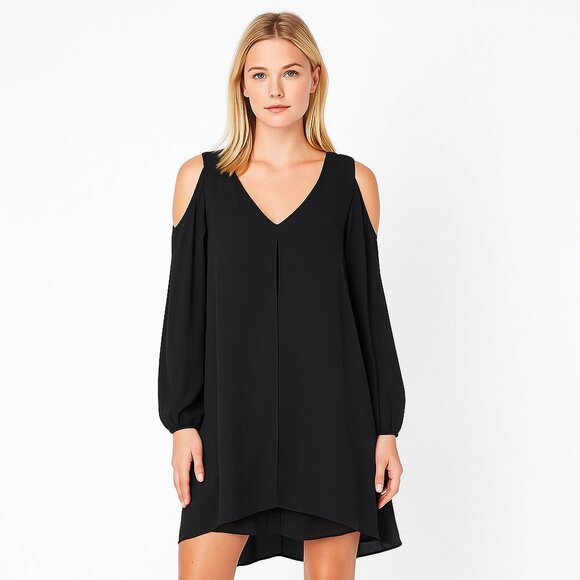 2/$30 White House Black Market V-Neck Cold Shoulder A-Line Dress 0 #A0132 - Picture 1 of 9